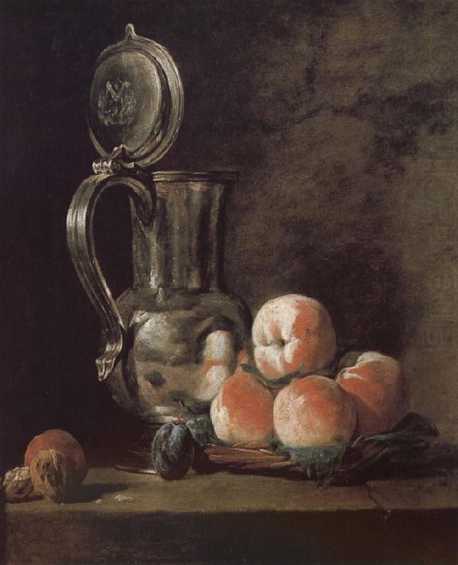 Metal pot with basket of peaches and plums, Jean Baptiste Simeon Chardin